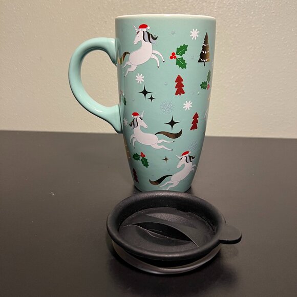 Sheffield Home UNICORN Travel Mug w/ Metallic Gold Accents & Lid  ~ Christmas - Picture 5 of 11
